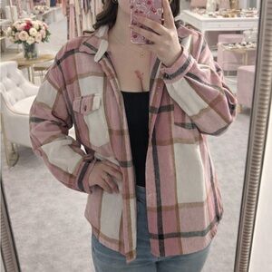 Pink and White Plaid Jacket